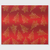 金ゴールドエレガントのクリスマスツリーパターン ラッピングペーパー (フラット)