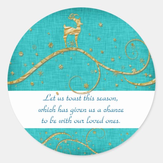 金ゴールドエレガントのトナカイの挨拶 ラウンドシール (正面)