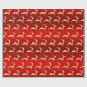 金ゴールドエレガントのトナカイ模様 ラッピングペーパー (フラット)