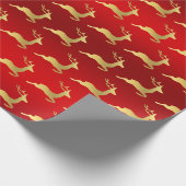 金ゴールドエレガントのトナカイ模様 ラッピングペーパー (角)