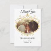 金ゴールドエレガントのフィリ結婚グリー サンキューカード (正面)