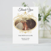 金ゴールドエレガントのフィリ結婚グリー サンキューカード (スタンド正面)