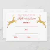 金ゴールドエレガントの休日のギフト証明書 招待状 (正面/裏面)
