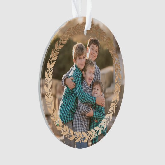 金ゴールドエレガントの写真とモノグラムホワイト オーナメント (正面)