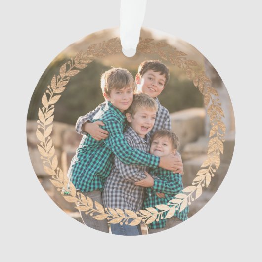 金ゴールドエレガントの写真とモノグラムホワイト オーナメント (正面)