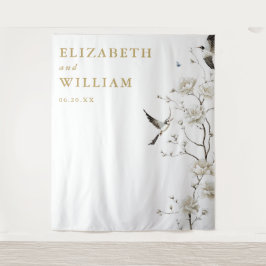 金ゴールドエレガントの写結婚真の背景 タペストリー