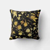 金ゴールドエレガントの情熱の花を黒に クッション (裏面)