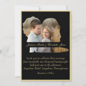 金ゴールドエレガントの新郎新婦のシェイプ結婚写真 招待状 (正面)