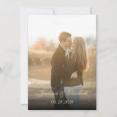 金ゴールドエレガントの新郎新婦のシェイプ結婚写真 招待状 (裏面)