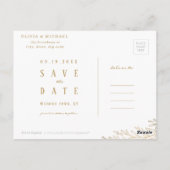 金ゴールドエレガントの植物の葉の写真は日付を保存 ポストカード (裏面)