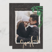 金ゴールドエレガントの楽しいクリスマスフォト シーズンカード (正面/裏面)