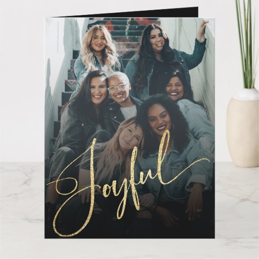 金ゴールドエレガントの楽しいクリスマス カード (正面)