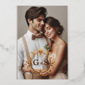 金ゴールドエレガントの結婚箔は日付を除く 箔招待状 (裏面)