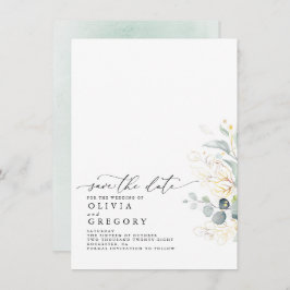 金ゴールドエレガントの緑が日付を保存 案内状