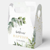 金ゴールドエレガントの緑のフローラの葉のバプテスマ フェイバーボックス (オープン)