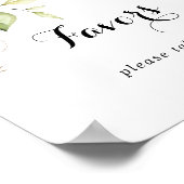 金ゴールドエレガントの緑の書道の好意サイン ポスター (角)