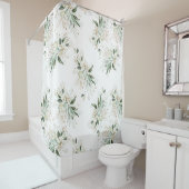 金ゴールドエレガントの緑の葉が白モダンい シャワーカーテン (インサイチュ)