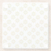 金ゴールドエレガントの花は白い ガラスコースター (裏面)