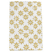 金ゴールドエレガントの花は白い ミディアムペーパーバッグ (正面)