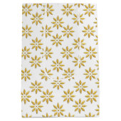 金ゴールドエレガントの花は白い ミディアムペーパーバッグ (裏面)