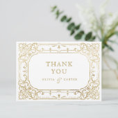 金ゴールドエレガントの華美ヴィンテージ サンキューカード (スタンド正面)