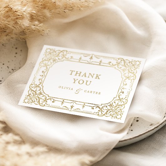 金ゴールドエレガントの華美ヴィンテージ サンキューカード