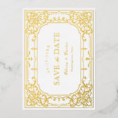 金ゴールドエレガントの華美ヴィンテージ 箔招待状 (正面)
