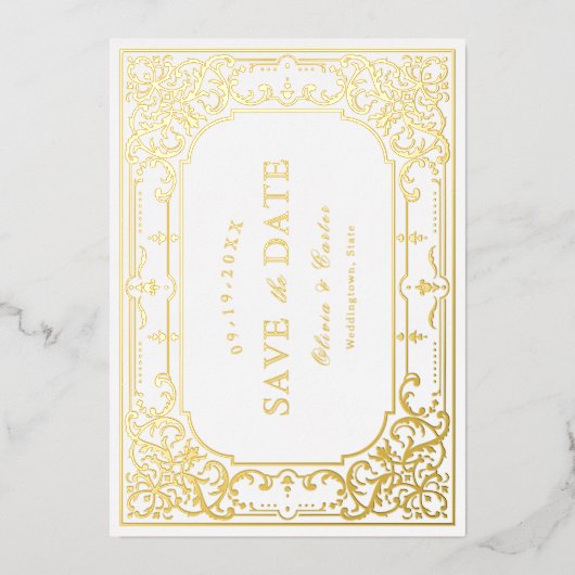 金ゴールドエレガントの華美ヴィンテージ 箔招待状 (正面)