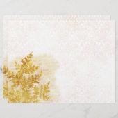 金ゴールドエレガントの葉とダマスクレープブック紙 (正面/裏面)