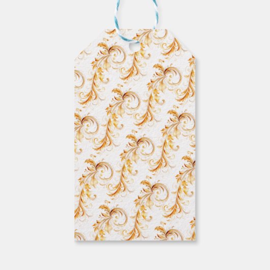 金ゴールドエレガントの葉のクリスマス ギフトタグ (裏面)