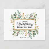 金ゴールドエレガントの葉の緑の水の色フローラ シーズンポストカード (正面)