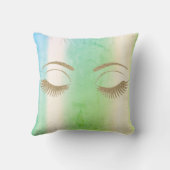 金ゴールドエレガントの輝きの点滅、緑の滴 クッション (裏面)