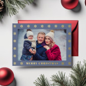 金ゴールドエレガントの雪のクリスマスフォト 箔シーズンカード