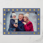 金ゴールドエレガントの雪のクリスマスフォト 箔シーズンカード (正面)