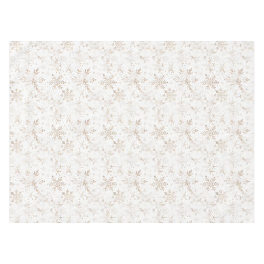 金ゴールドエレガントの雪の結晶の冬をテーマにしたクリスマス テーブルクロス (正面(横))