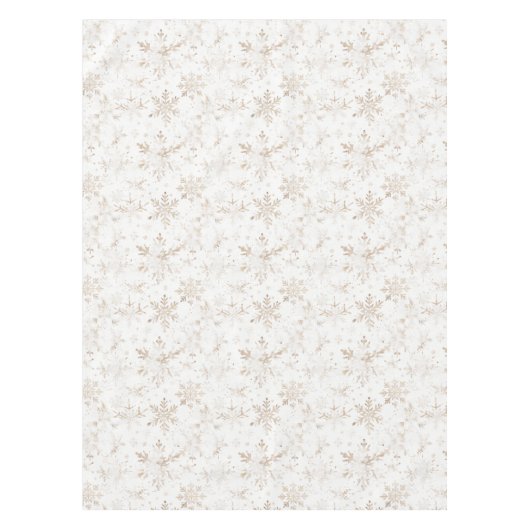 金ゴールドエレガントの雪の結晶の冬をテーマにしたクリスマス テーブルクロス (正面)