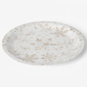 金ゴールドエレガントの雪の結晶の冬をテーマにしたクリスマス ペーパープレート (アングル)