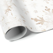 金ゴールドエレガントの雪の結晶の冬をテーマにしたクリスマス ラッピングペーパー (ロールコーナー)