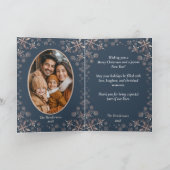 金ゴールドエレガントの雪片ピースジョイ青い写真 シーズンカード (内部)