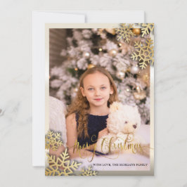 金ゴールドエレガントの雪片フォトメリークリスマス