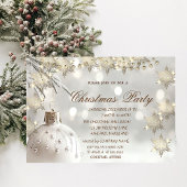 金ゴールドエレガントの雪片、ホワイトボールクリスマスパーティー 招待状