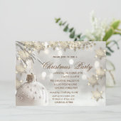 金ゴールドエレガントの雪片、ホワイトボールクリスマスパーティー 招待状 (スタンド正面)