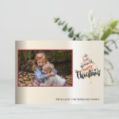 金ゴールドエレガントの雪、クリスマスツリー、あなたの写真 (スタンド正面)