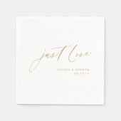 金ゴールドエレガントはスクリプトのミニマル結婚リスト スタンダードカクテルナプキン (正面)