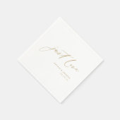 金ゴールドエレガントはスクリプトのミニマル結婚リスト スタンダードカクテルナプキン (角)