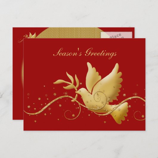 金ゴールドエレガントは平和の休日を行う シーズンポストカード (正面/裏面)