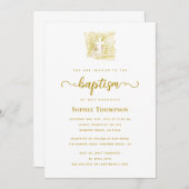 金ゴールドエレガントは白十字宗教バプテスマを行う 招待状 (正面/裏面)