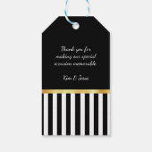 金ゴールドエレガントは白黒の名ストライプ前で弓 ギフトタグ (裏面)