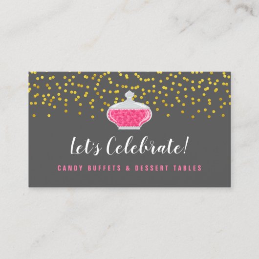 金ゴールドエレガントふりかけるキャンディビュッフェ 名刺 (正面)