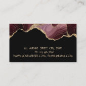 金ゴールドエレガントほうき、メイドのブルゴーニュの瑪瑙を洗浄 名刺 (裏面)